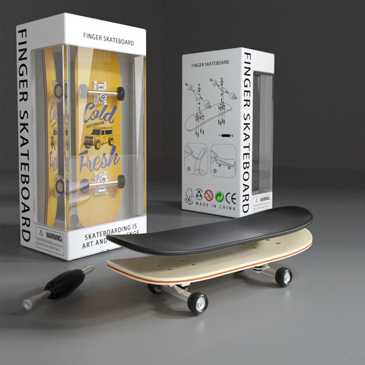 Thumbnail - RWEUOQ Miniskateboard Finger-Skateboard Fingerboard Emoji und Autodesign (2-St)