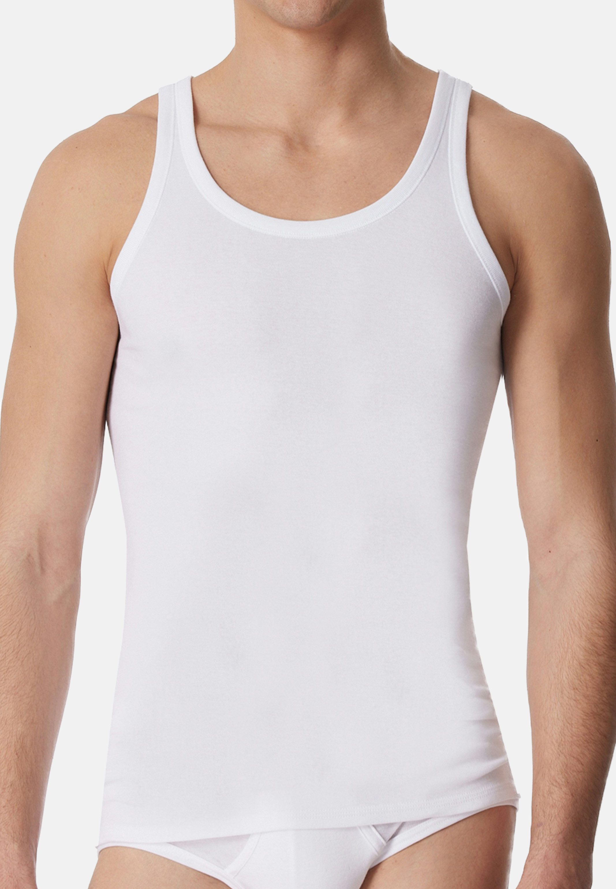 Schiesser Unterhemd 4er Pack Cotton Essentials Feinripp (Spar-Set, 4-St) Unterhemd / Tanktop - Baumwolle - Strapazierfähig