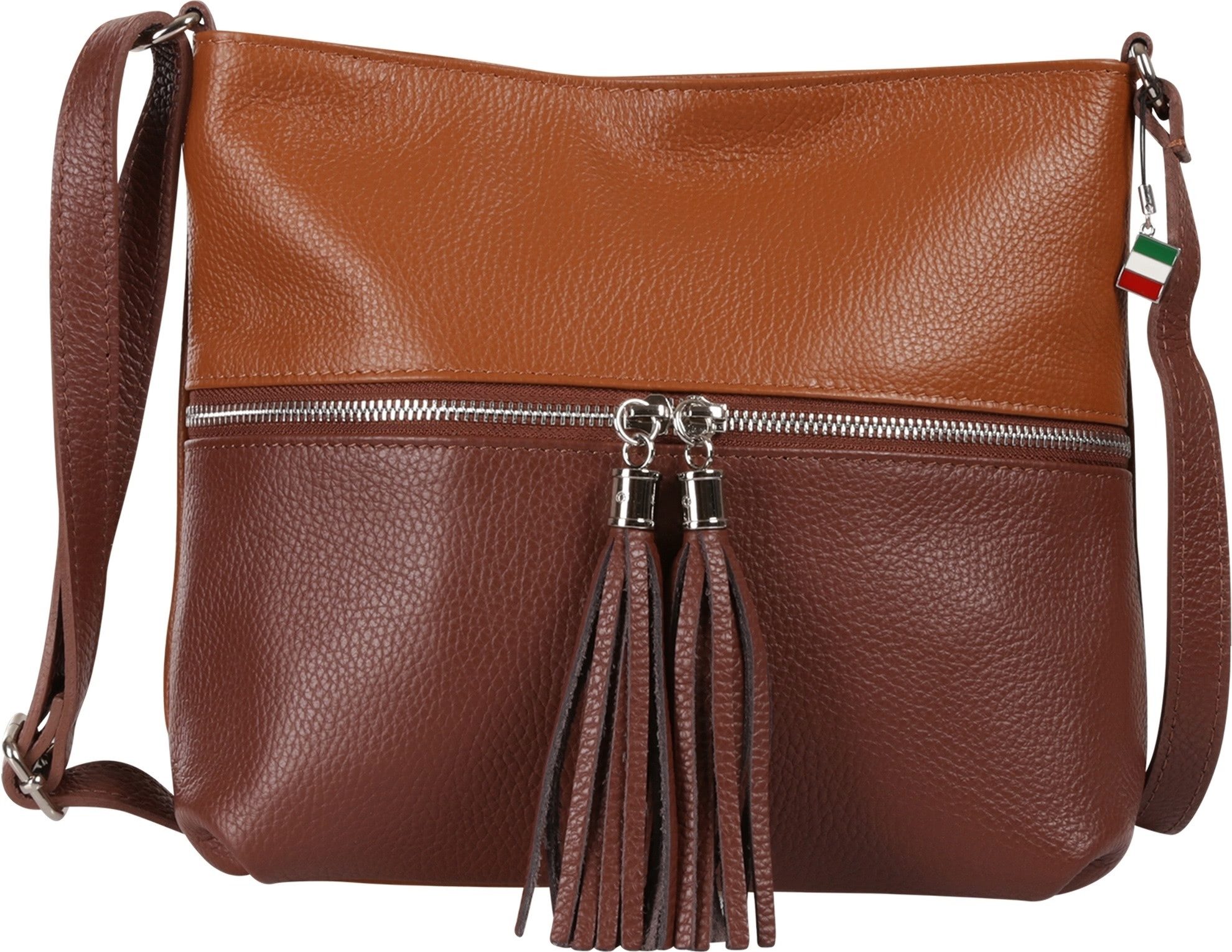 FLORENCE Umhängetasche Florence Damen Umhängetasche Leder Tasche (Umhängetasche), Damen Umhängetasche Leder, hellbraun, braun ca. 30cm x ca. 23cm hoch