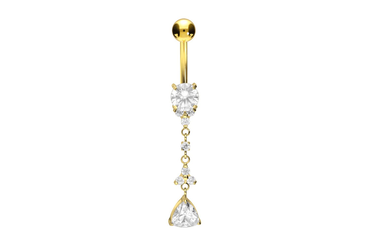 Bauchnabelpiercing Titan Bananabell mit Innengewinde KRISTALLBLUMEN + KRISTALLDREIECK