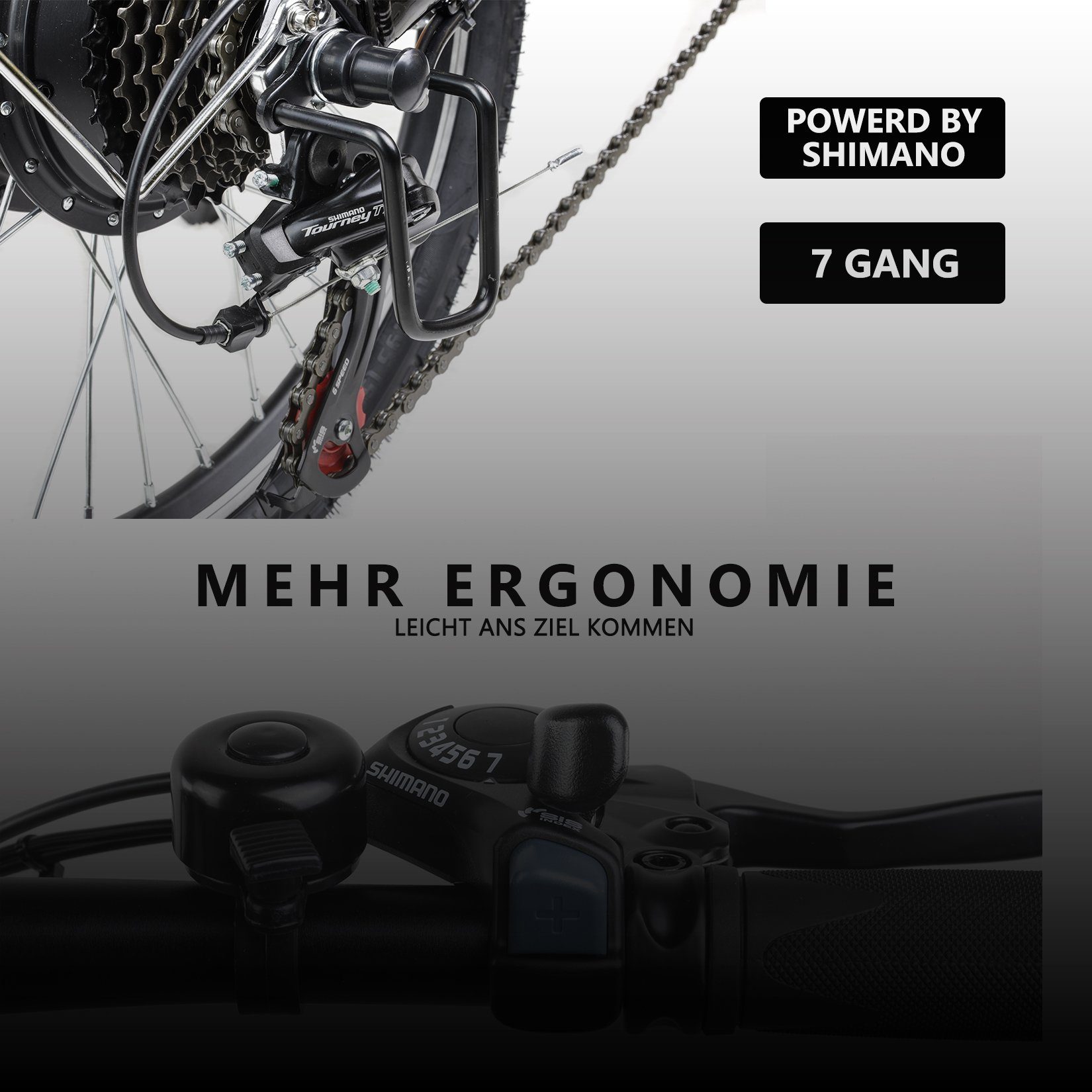 Zoll Gepäckträger E-Bike Ah TZ Tourney 7 schwarz kompakt, 20 Akku, Kettenschaltung, Myatu Schaltwerk, Klapprad Scheibenbremsen, Wh 10,4 Wh Federgabel Shimano Gang Heckmotor, 375,00 375