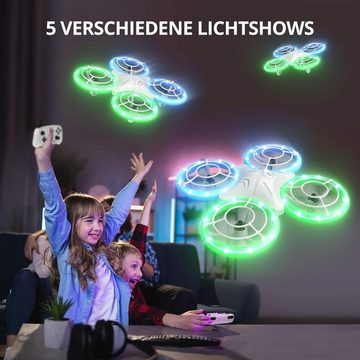 Tomzon für Kinder, Blauen und Grünen LED Lichter Drohne (mit 2 Akkus, Kopflos Modus, Werfen Go/3D-Flip/Rotation/Kreisflug)