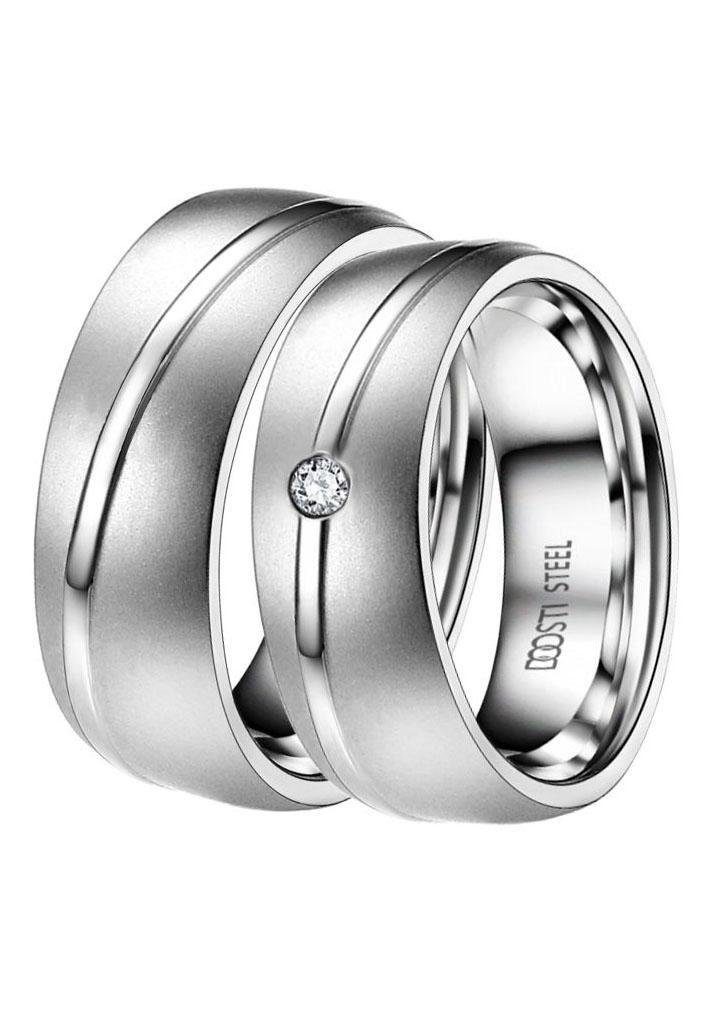 DOOSTI Trauring Schmuck Geschenk Edelstahl Trauring Ehering Partnerring LIEBE, Made in Germany - wahlweise mit oder ohne Zirkonia