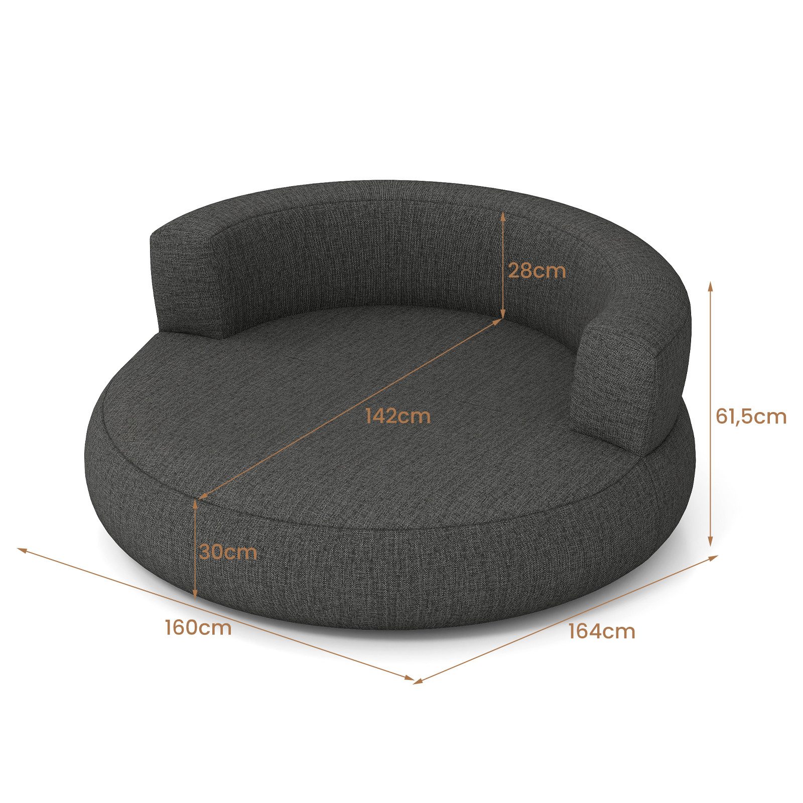 COSTWAY Luftsofa, aufbelasbares Sofa, 160 x 164 x 61 cm Luftbett