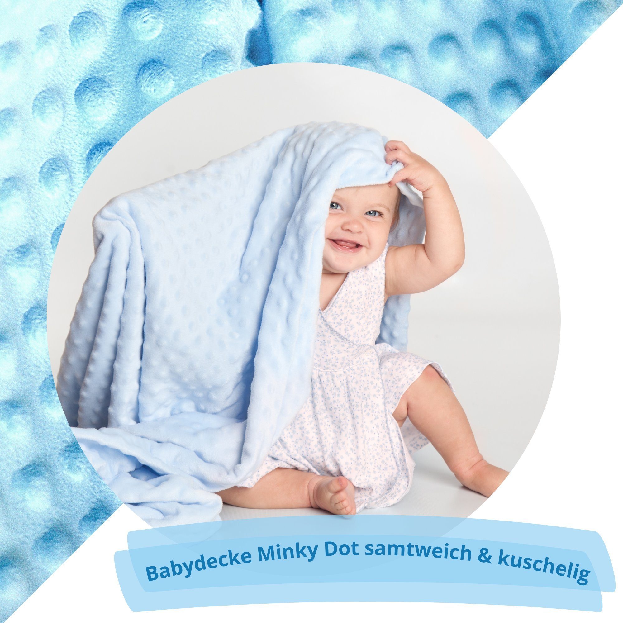 Babydecke Große Babydecke mit Angel's Baby Geburt Taufe, Geschenk zur Schmusehase, blau