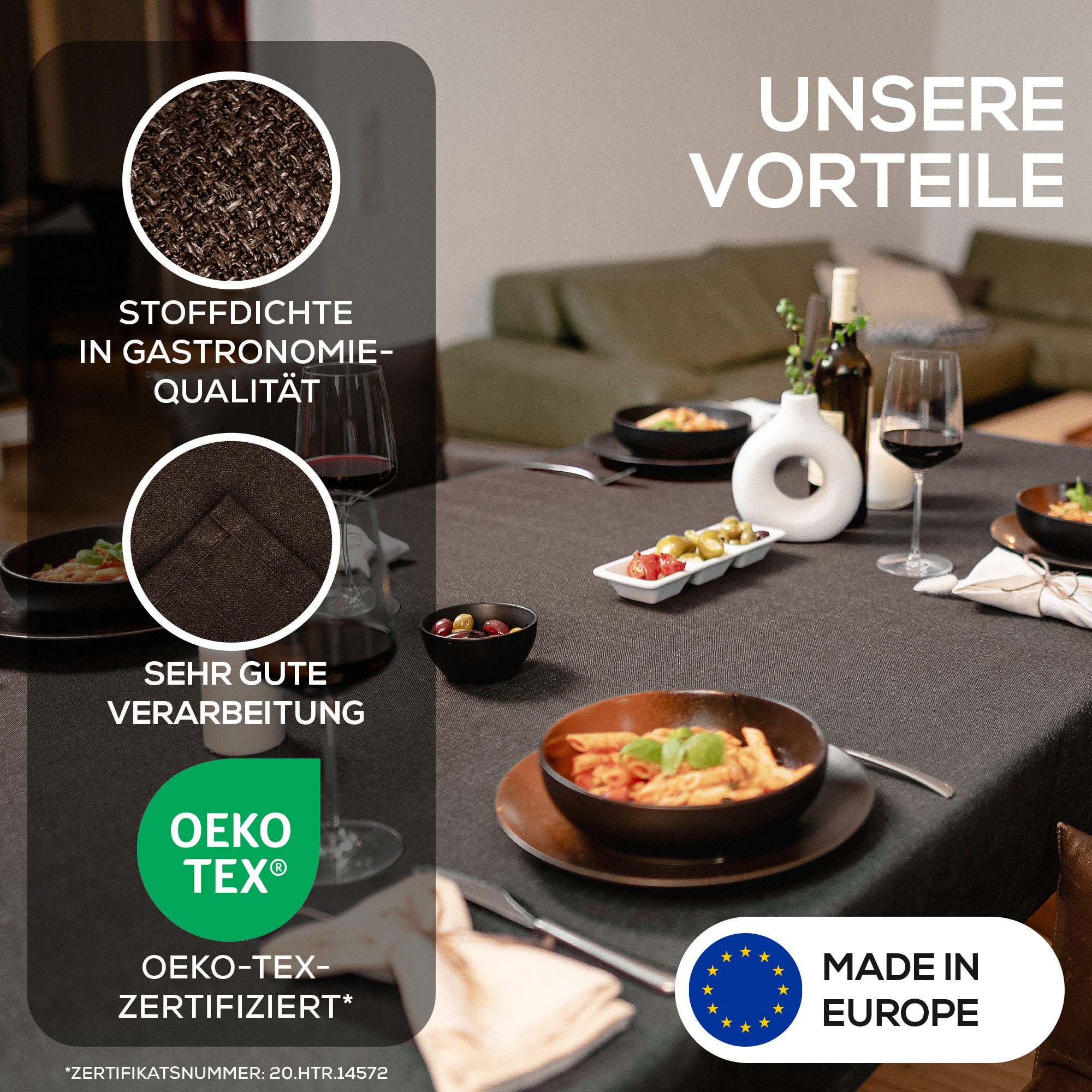 Beautex Tischdecke Elegante Tischdecke Edel Leinenoptik, Lina Tischdecke und Tischläufer (1-tlg)