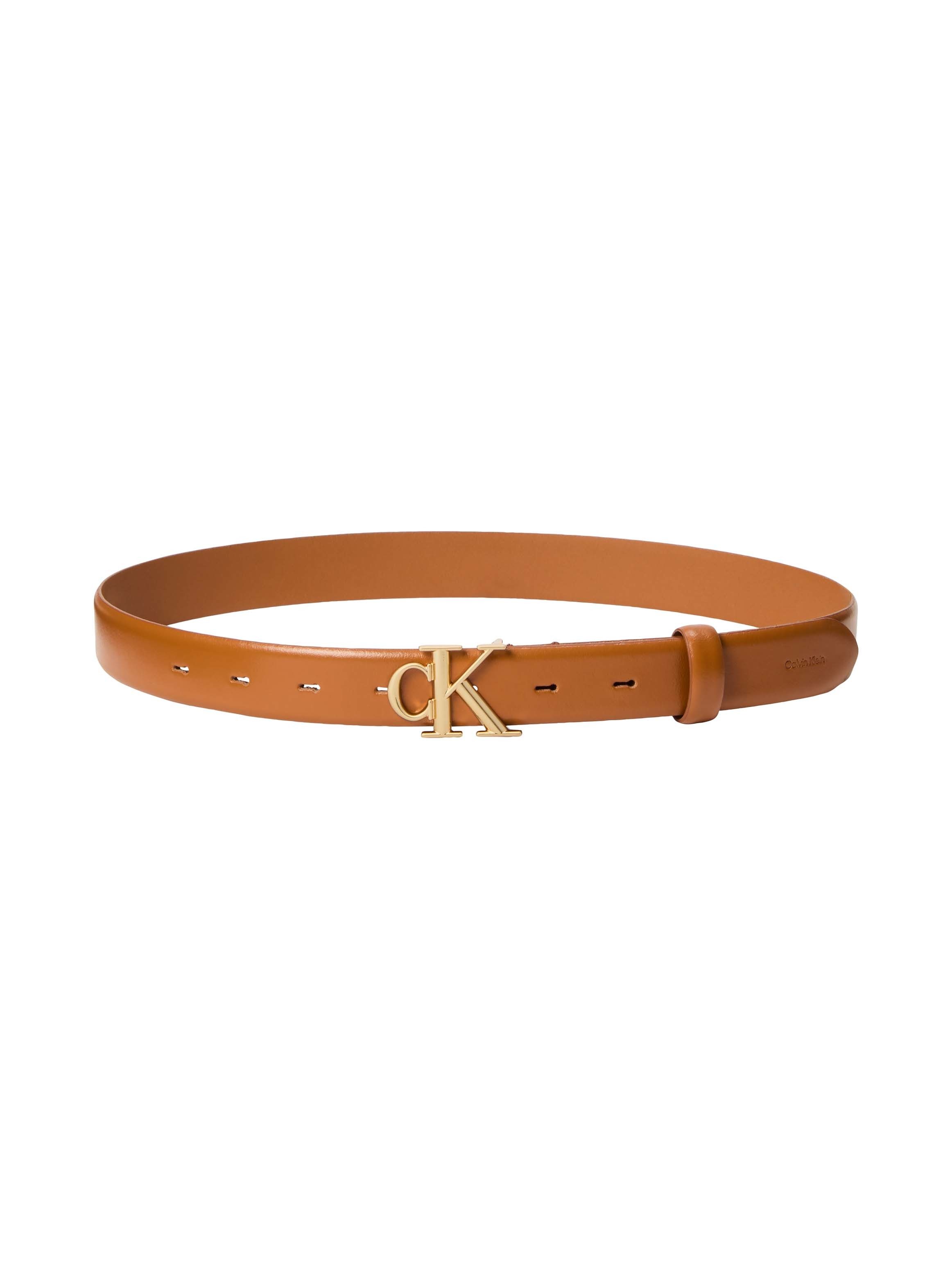 Calvin Klein Ledergürtel ROUND CK BUCKLE 30MM BELT SMOOTH Größenverstellbar mit Metallschließe