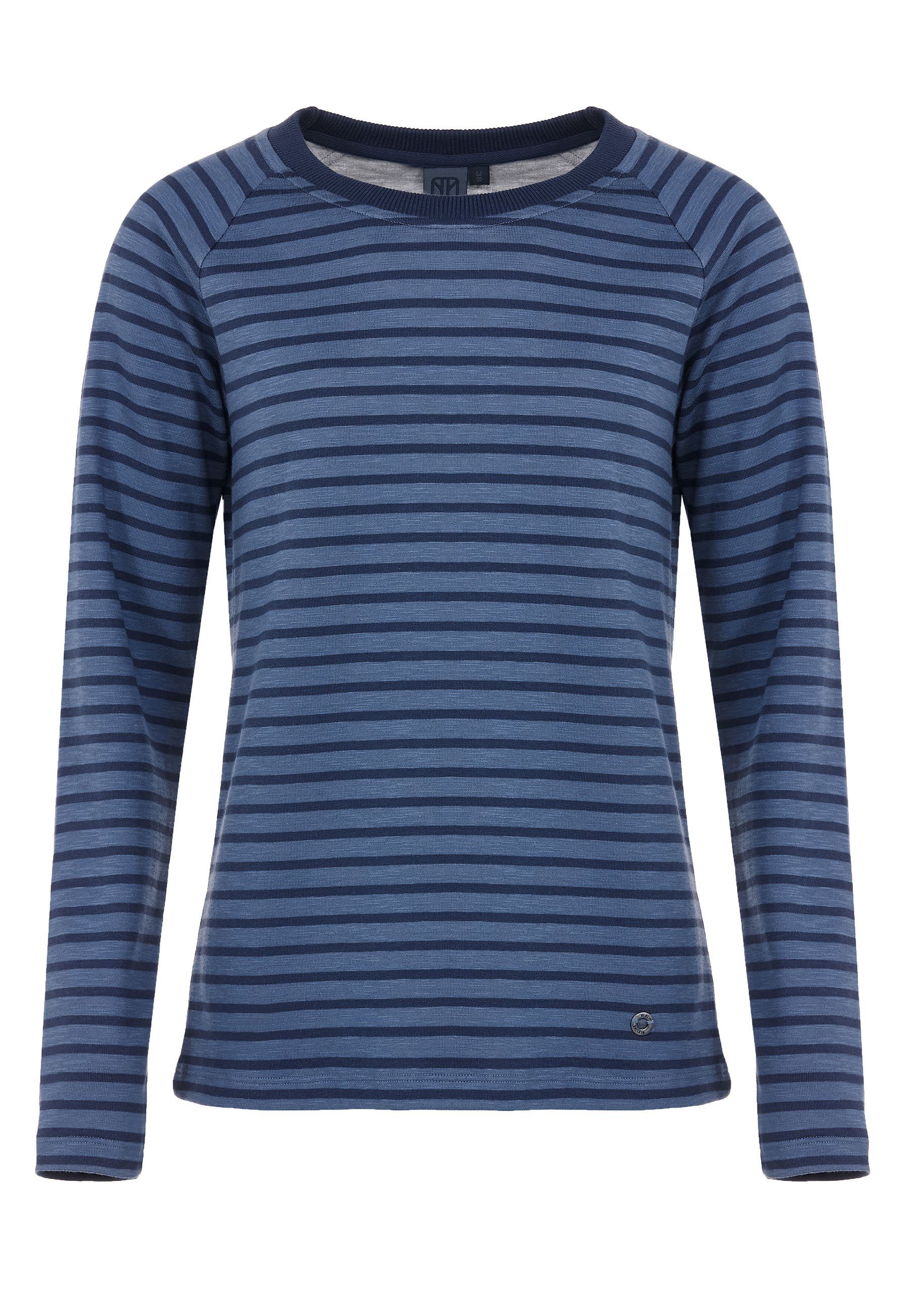 Elkline Sweatshirt Tomorrow Streifen weiter Halsausschnitt ashblue - blueshadow