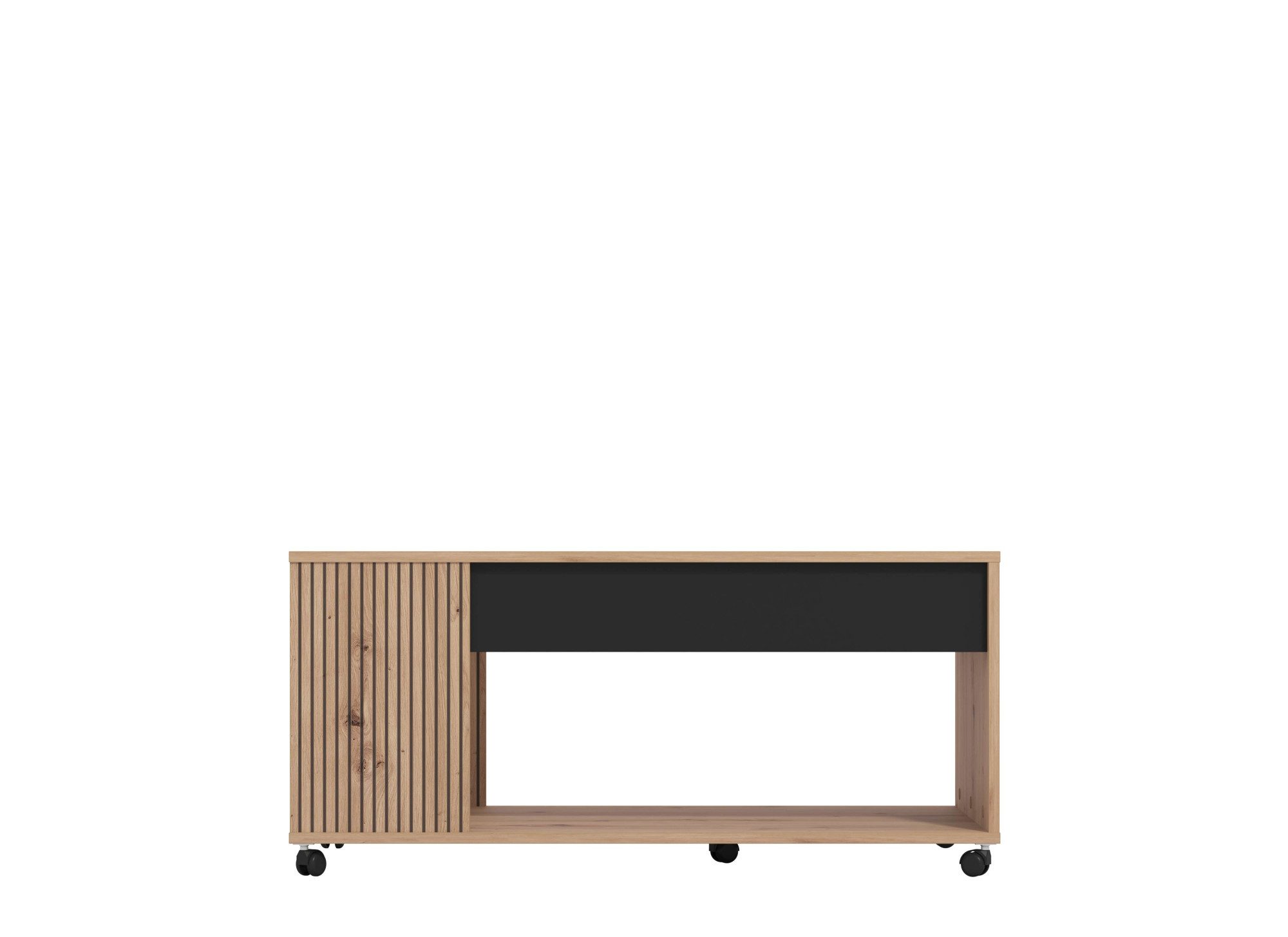 Home affaire Couchtisch Mayenne Kaffeetisch, 101 cm, rechteckig, modern design, mit rollen, mit Schublade, mit dekorativen schwarzen Streifen, in Artisan Eiche