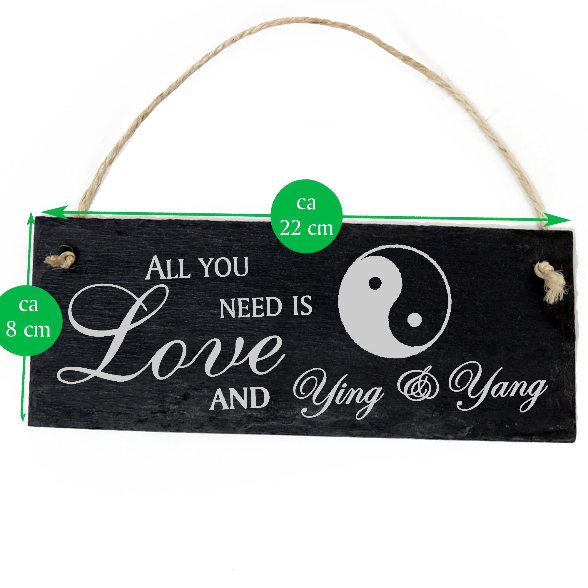 and Yang need und Love & All you Ying is Hängedekoration Ying 22x8cm Dekolando Yang
