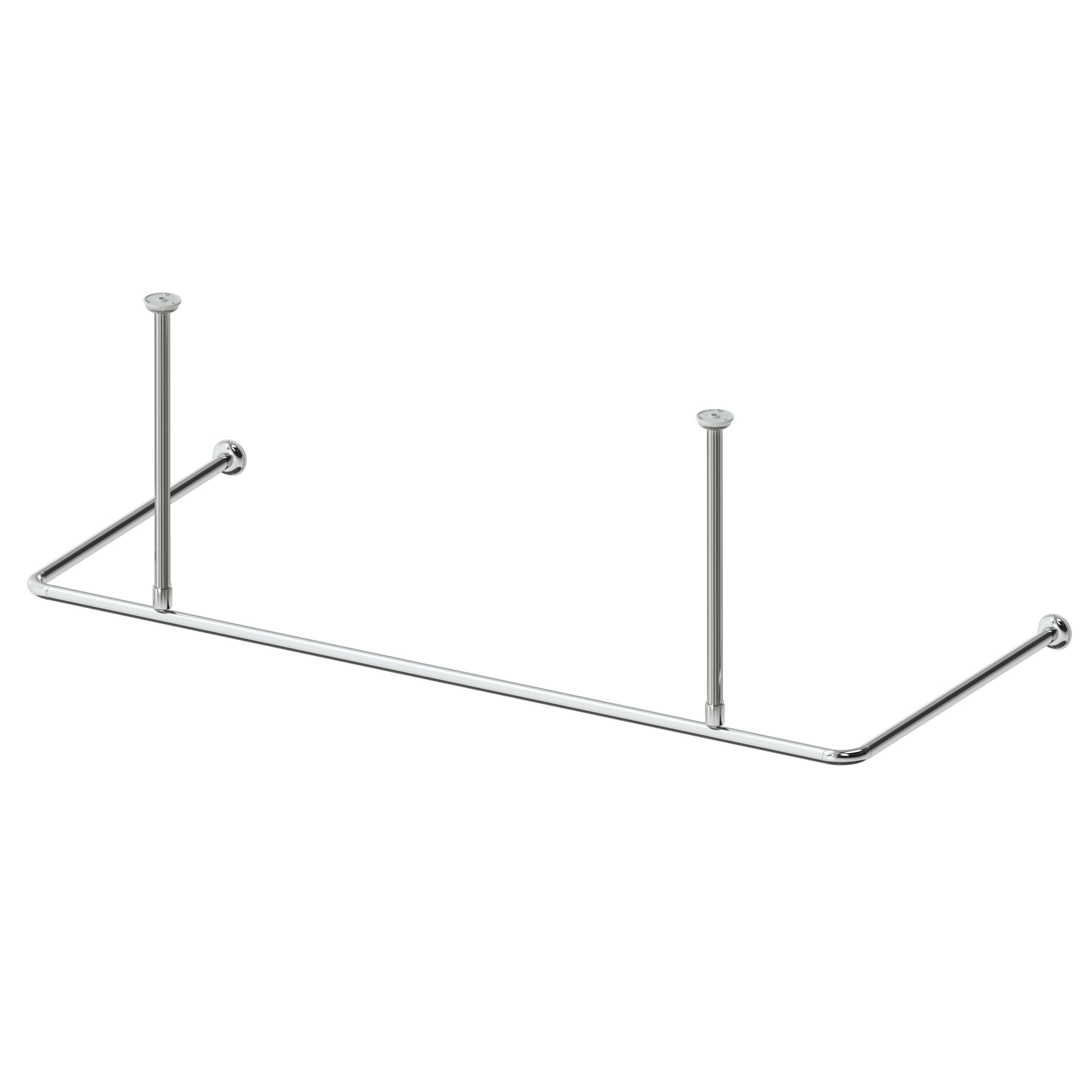 Aquabad® Duschvorhangstange Hastaflex Frame Duschvorhangstange, 2-läufig, kürzbar, Aluminium, 165cm x 70cm