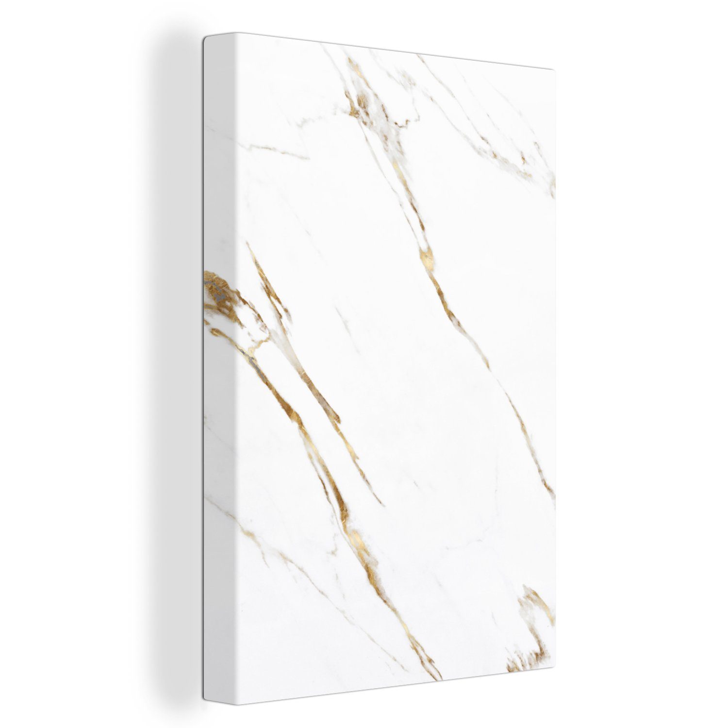 OneMillionCanvasses® Leinwandbild Marmor - Gold - Weiß - Klassisch, (1 St), Leinwandbild fertig bespannt inkl. Zackenaufhänger, Gemälde, 20x30 cm