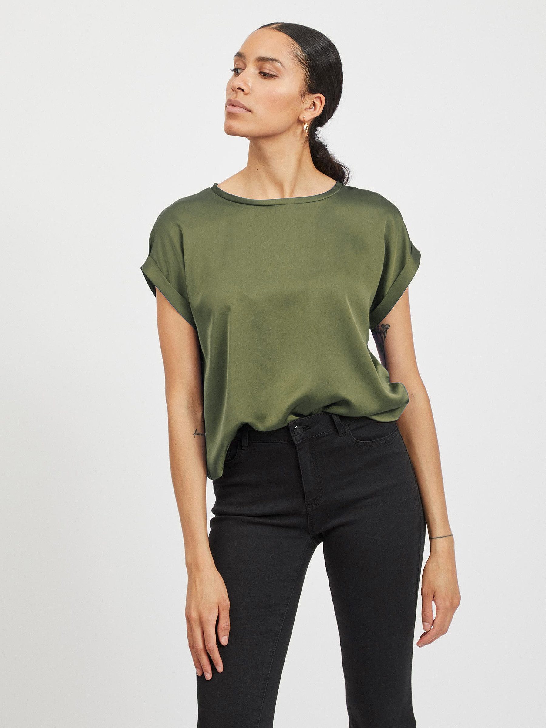 Vila T-Shirt Satin Blusen Kurzarm Basic günstig online kaufen