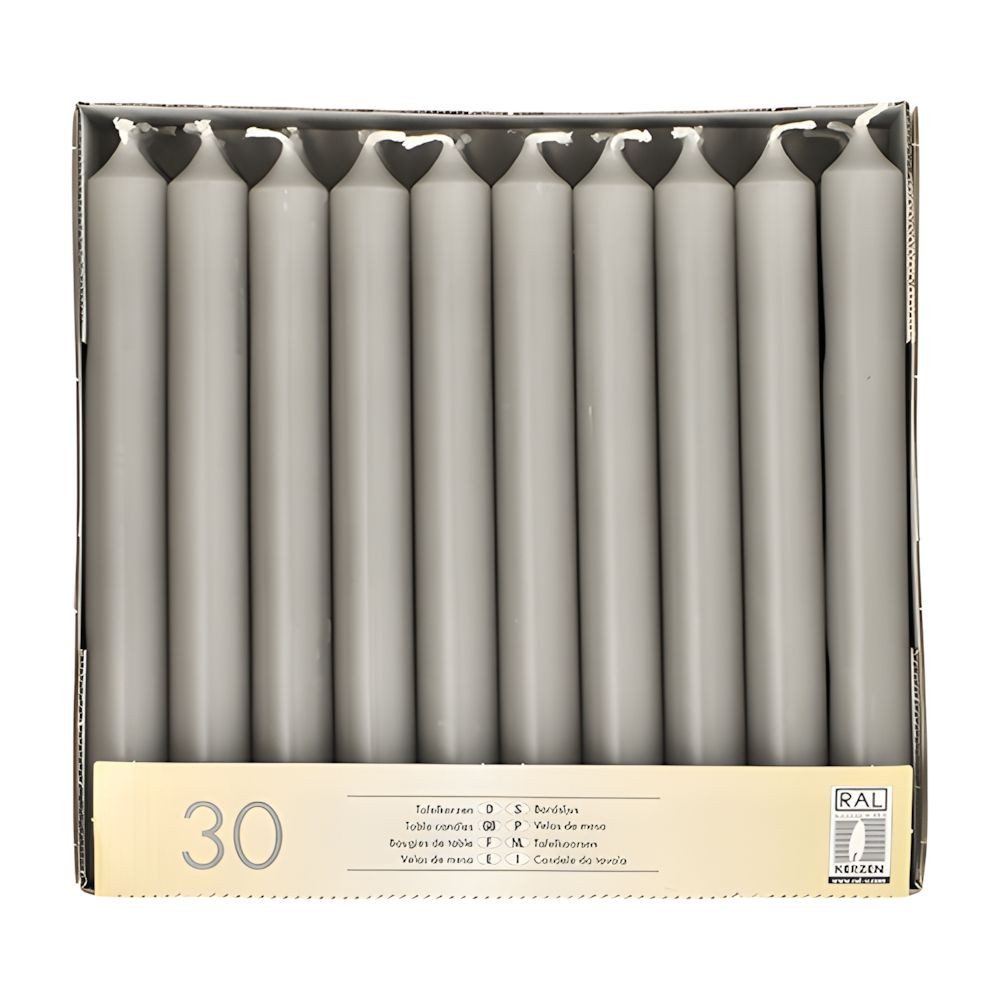 PAPSTAR Tafelkerze Tafelkerzen Ø 2,1 cm, 19,6 cm grau 30 Stk