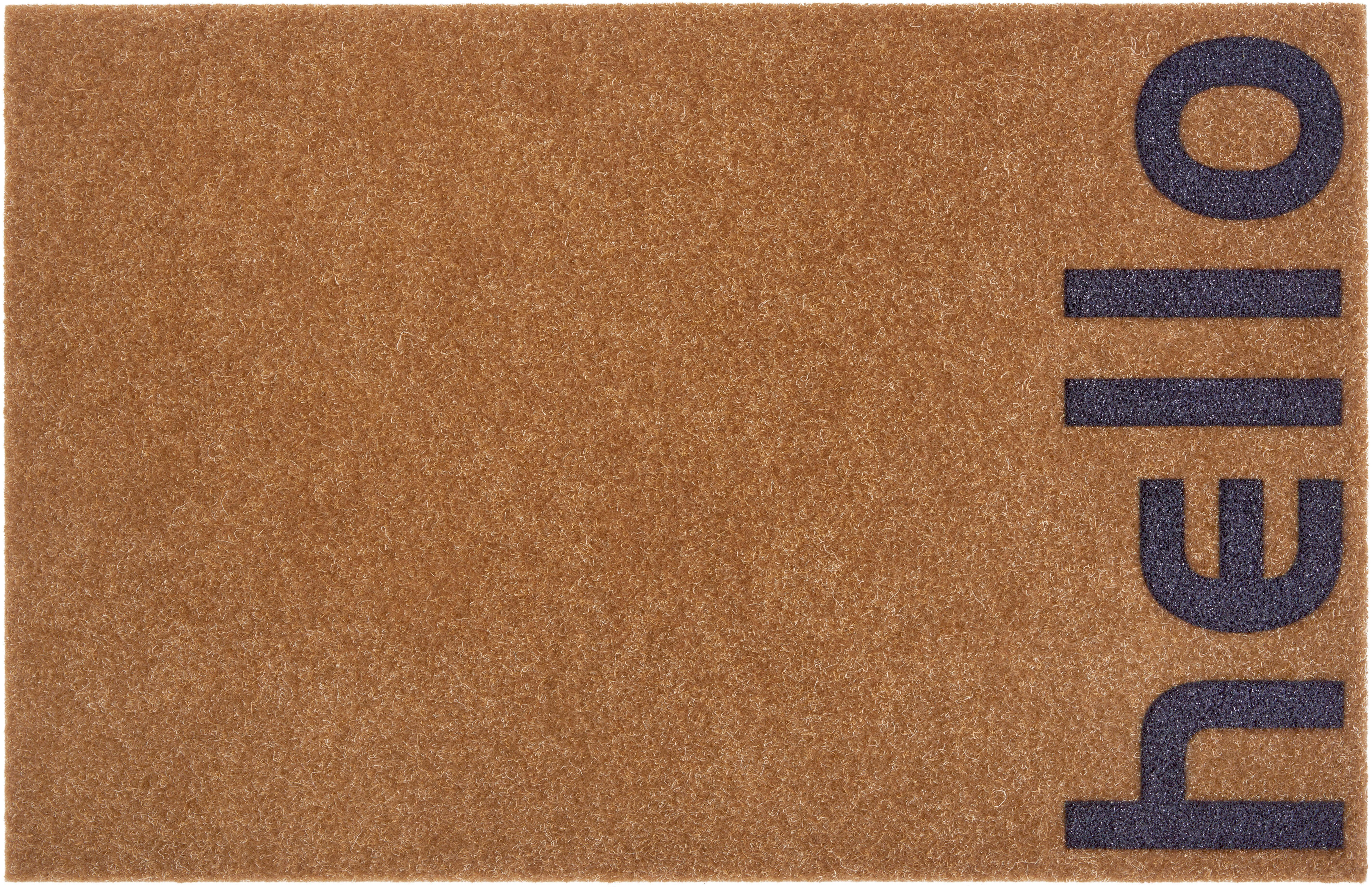 Fußmatte Hello klein, andas, rechteckig, Höhe: 10 mm, mit Spruch, mit Schrift, Kokos-Look, Robust, Pflegeleicht, Rutschfest | Flachgewebe-Teppiche