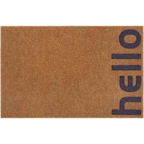 Fußmatte Hello klein, andas, rechteckig, Höhe: 10 mm, mit Spruch, mit Schrift, Kokos-Look, Robust, Pflegeleicht, Rutschfest