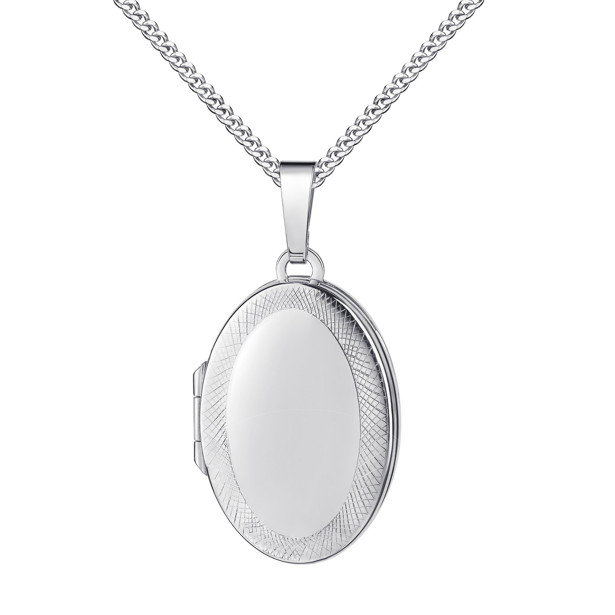 Kette mit Anhänger Medaillon Anhänger zum Öffnen oval 925 Silber für 2 Fotos
