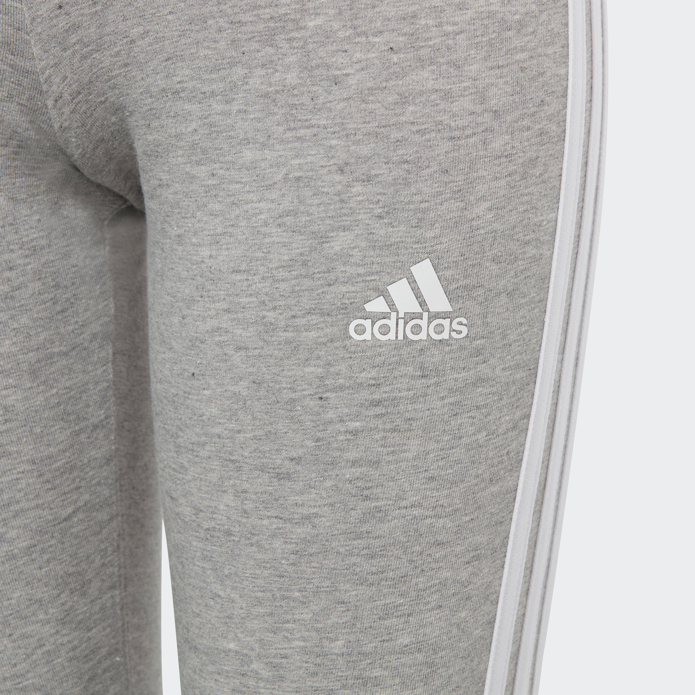 adidas Sportswear / (1-tlg) Heather Grey White Medium 3-STREIFEN COTTON ESSENTIALS Leggings