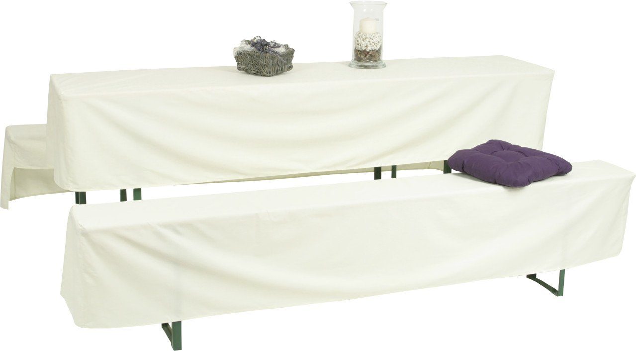 GO-DE Bankauflage GO-DE Bierzeltgarnitur-Hussen weiß 220x50cm 220 x