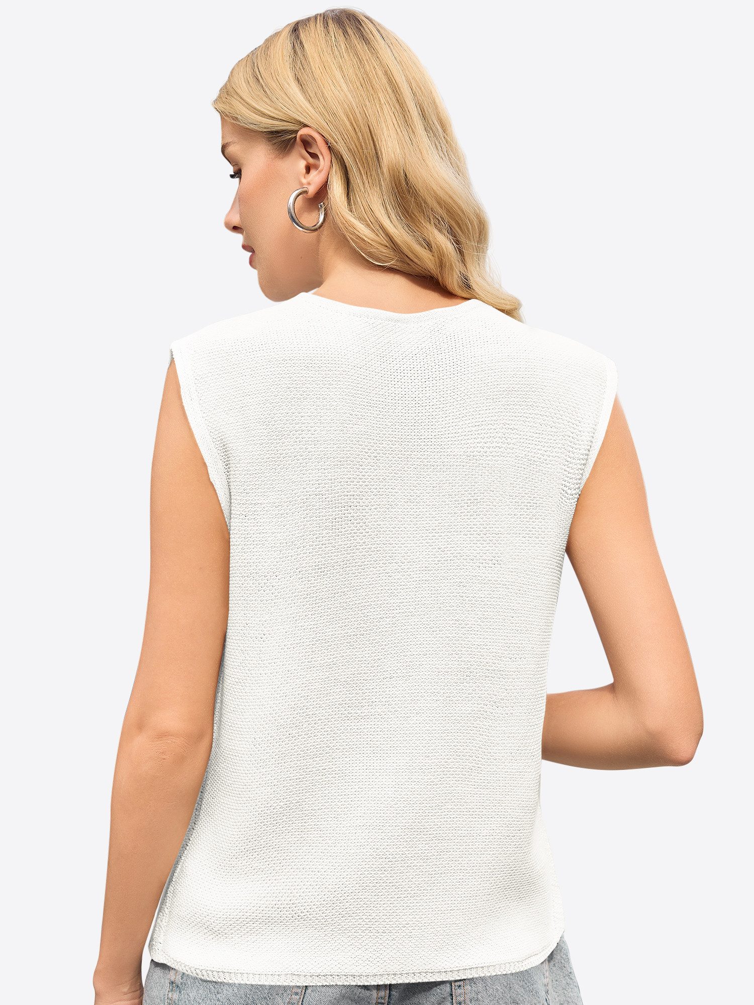 Imily Bela Strickweste Damen Ärmellos mit Bindebändern für Sommer Strandlook (Packung, 1-tlg., 1per-Pack) gehäkelt in Unifarbe