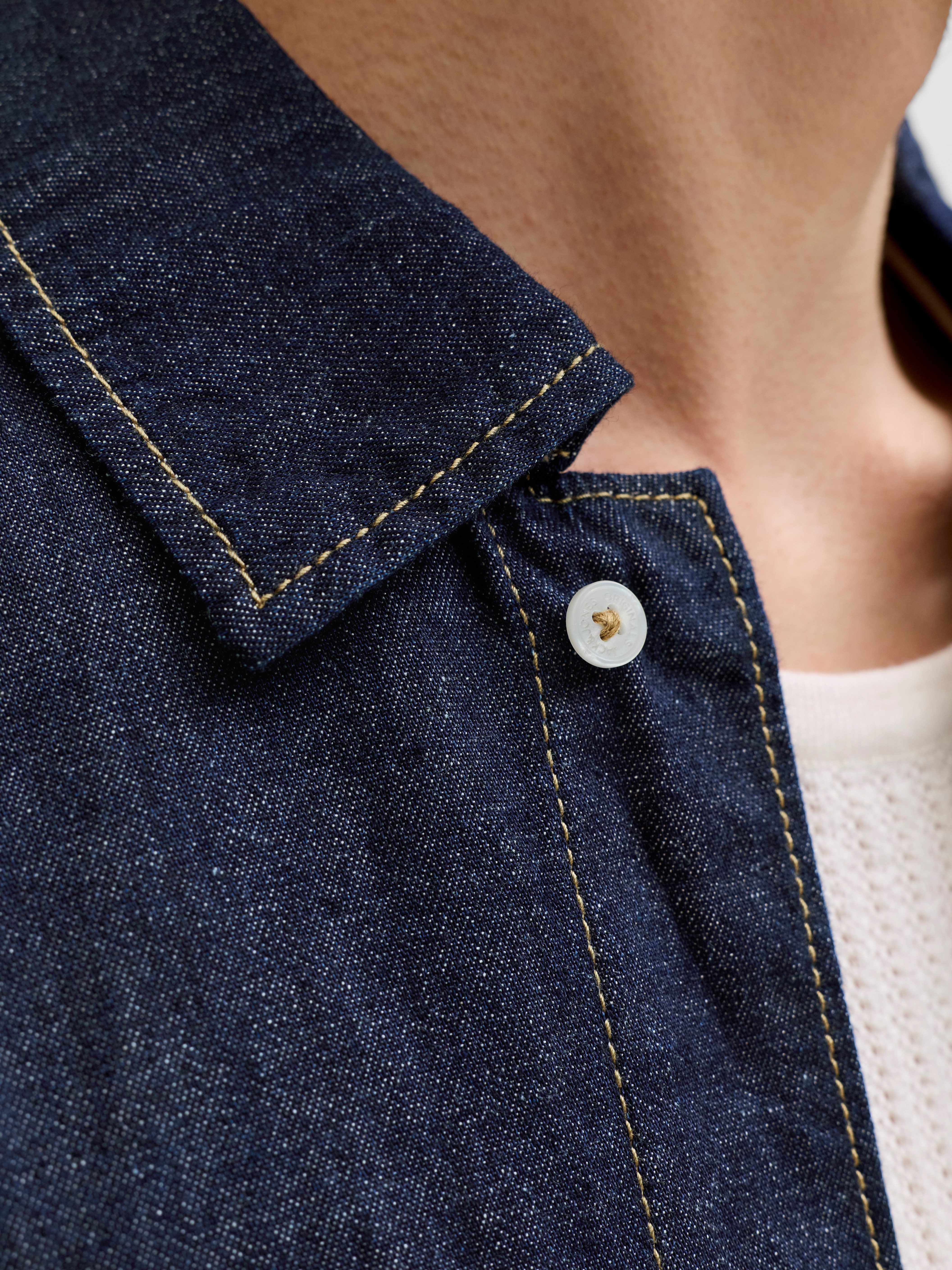 Jack & Jones Jeanshemd JJORGAUSTIN DENIM SHIRT SS LN Baumwolle, regular fit