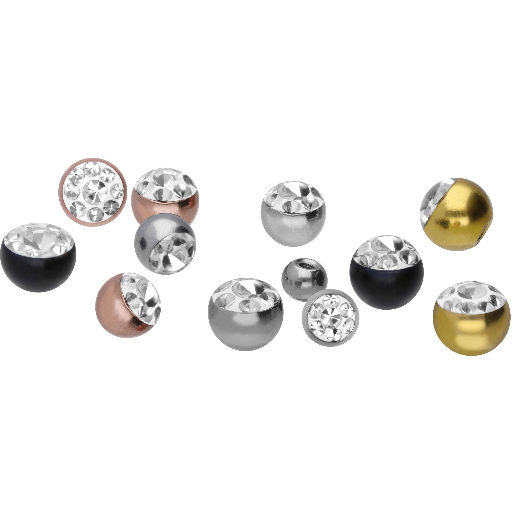 PIERCINGLINE Piercing-Set Chirurgenstahl Schraubkugel MULTIKRISTALLE (Schraub-Aufsätze, 1-tlg)