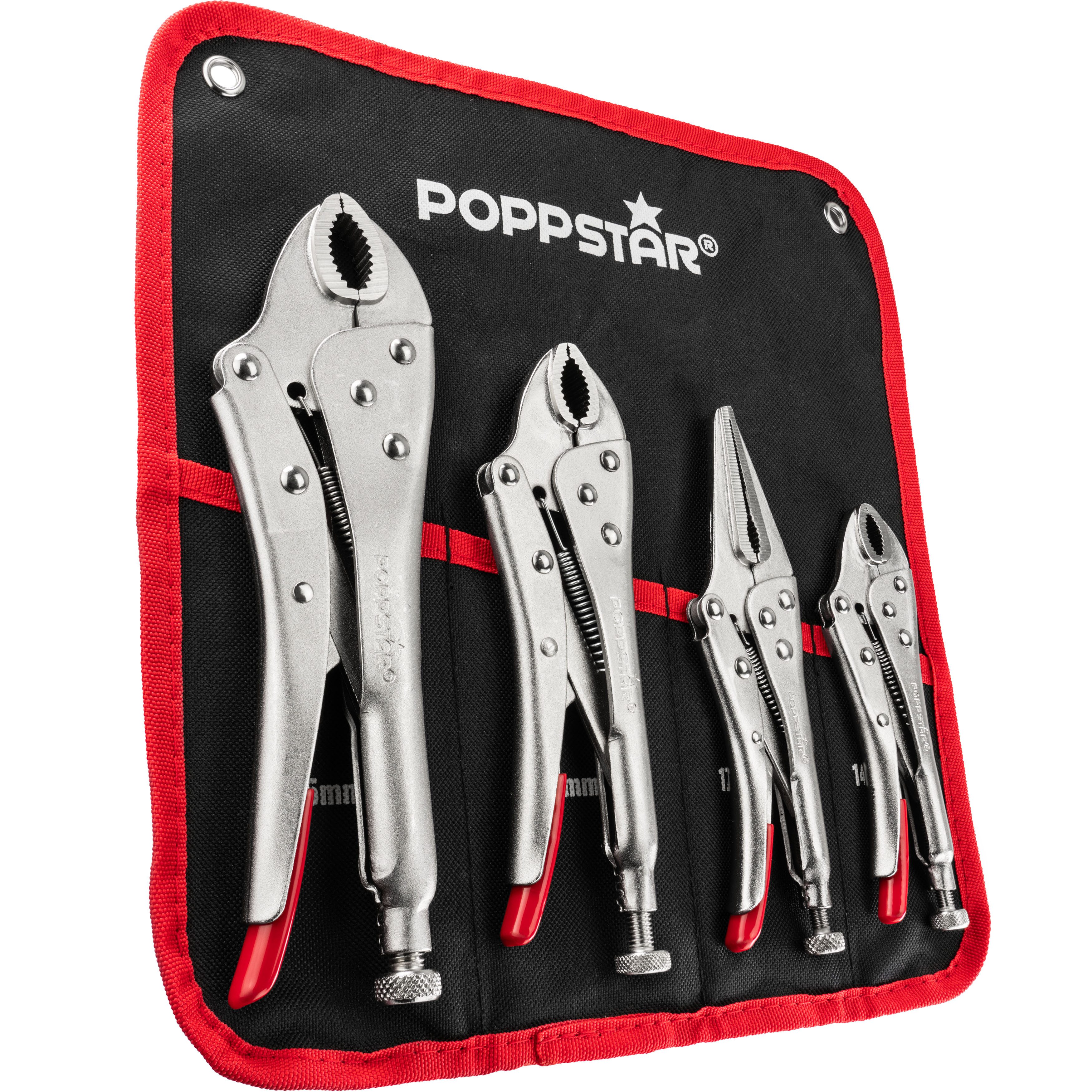Poppstar Gripzange, Gripzangen-Set 4-teilig (3 Greifzangen + 1 Langbeckzange)
