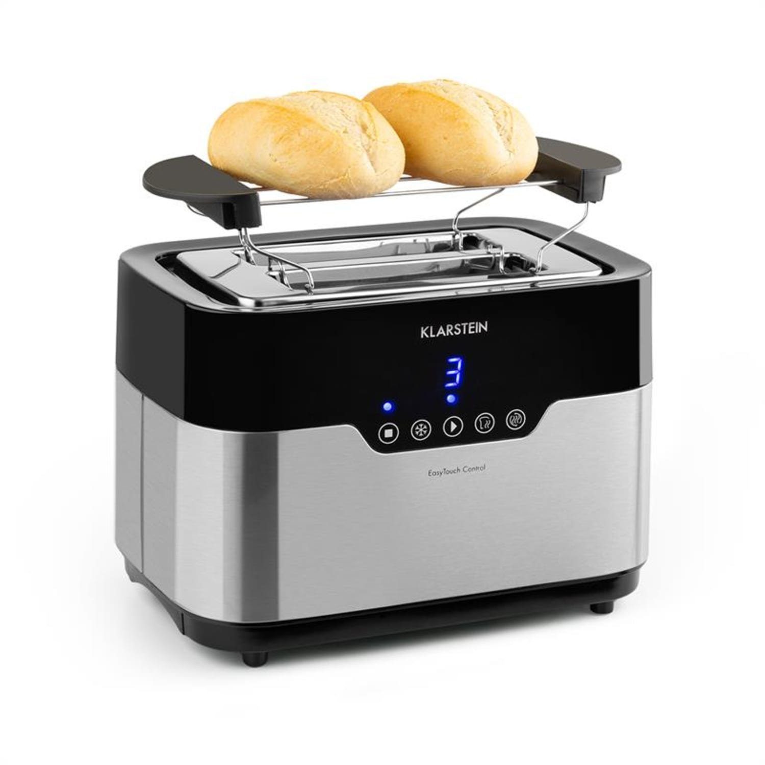 Toaster Arabica W Klarstein kurze Toaster LED-Display Edelstahl, 920W 920 Schlitze, Touch-Bedienfeld 2