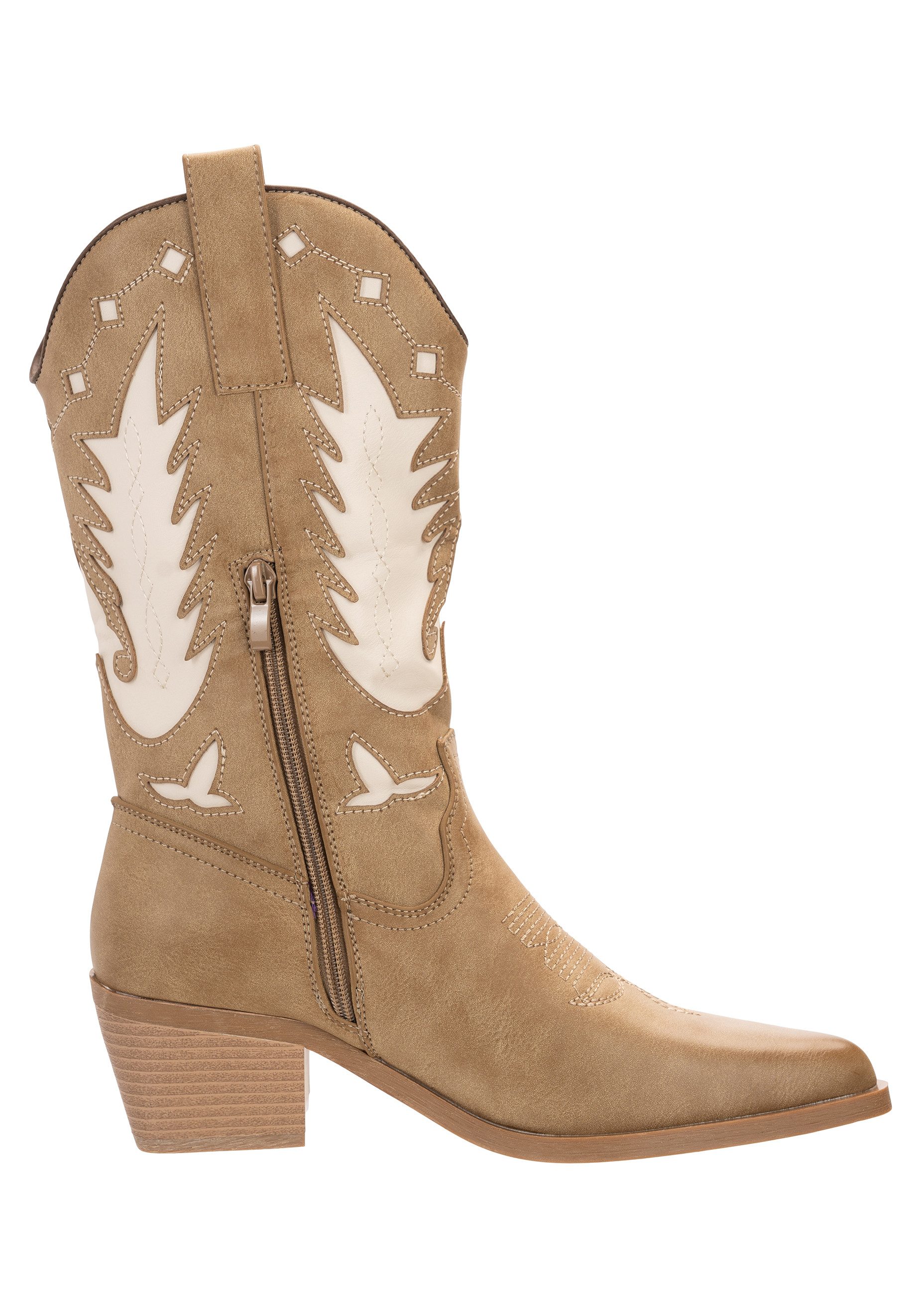 Salinyang Damen Cowboy Boots im Western Style mit Kontrastdesign Cowboystiefel
