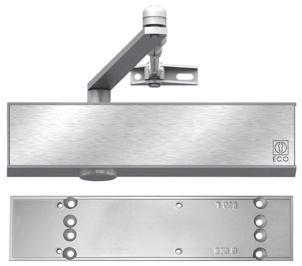 eco Türbeschlag Türschließer TS-50 mit Montageplatte Brandschutz Türdämpfer, Edelstahlcover umschließt den Aluminiumkorpus