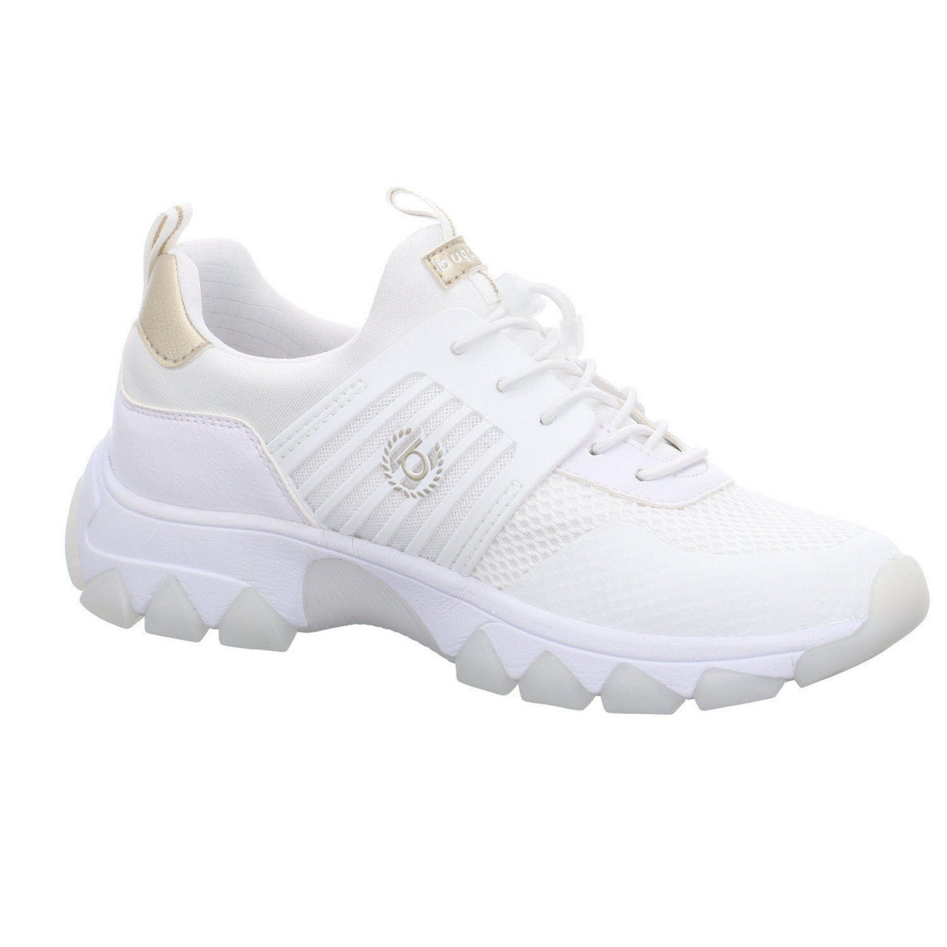 / Damen Schuhe Halbschuhe white Sneaker Sneaker gold Synthetikkombination bugatti Schnürschuh Sport