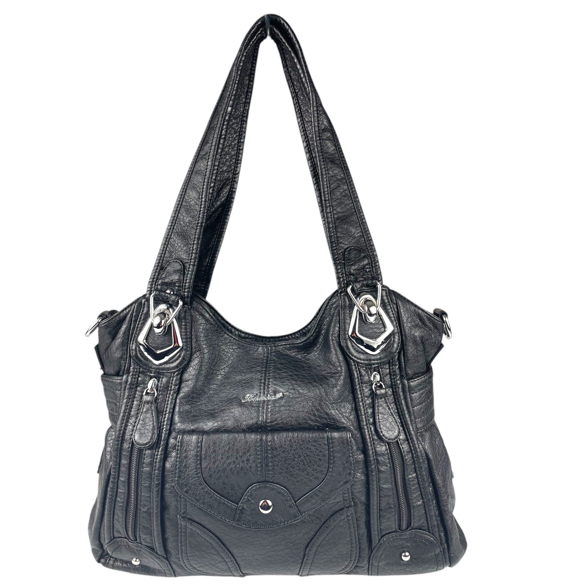 Taschen4life Schultertasche Damen Handtasche AK22106, sportlich modisches Design, abnehmbarer Trageriemen, lange Tragegriffe