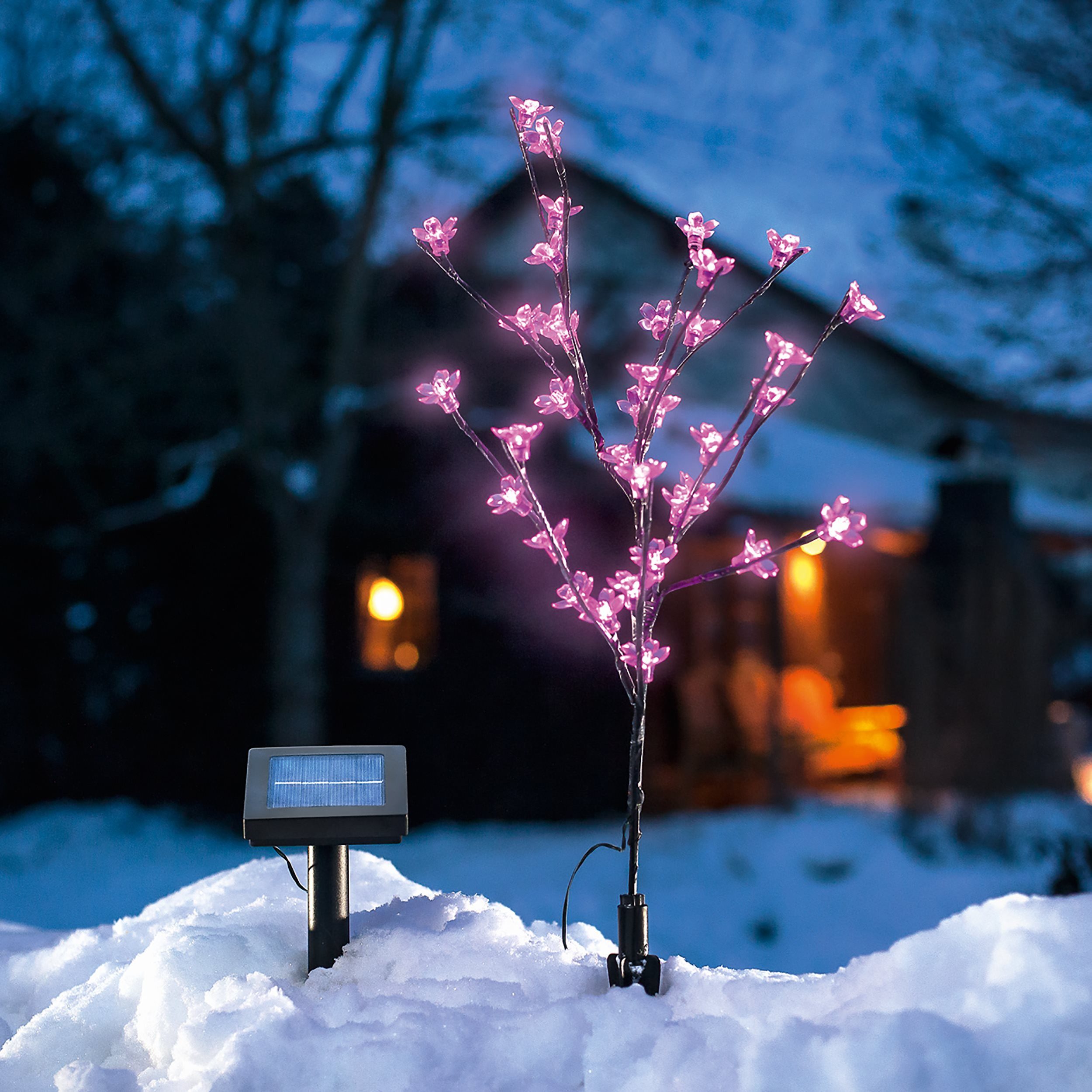 esotec LED Gartenleuchte Solar Blütenstrauch H=60cm, 36 Blüten pink, Dauer-/Blinklicht 102104