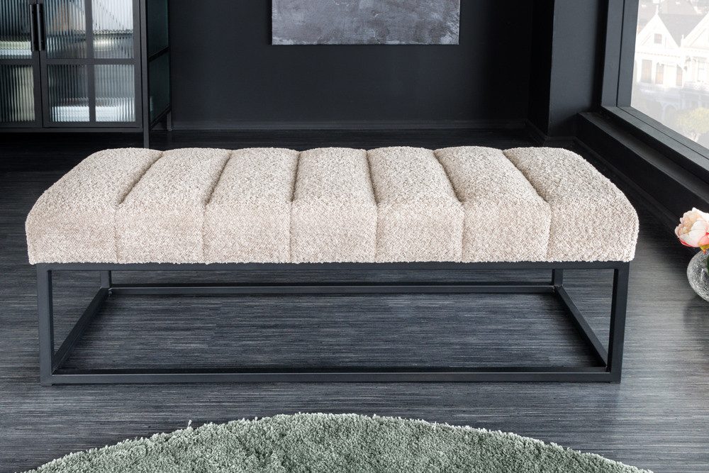 riess-ambiente Sitzbank PETIT BEAUTÉ 110cm champagner greige / schwarz (Einzelartikel, 1-St), Flur · Bouclé · Metall · Schlafzimmer · Design – Bild 3 von 5