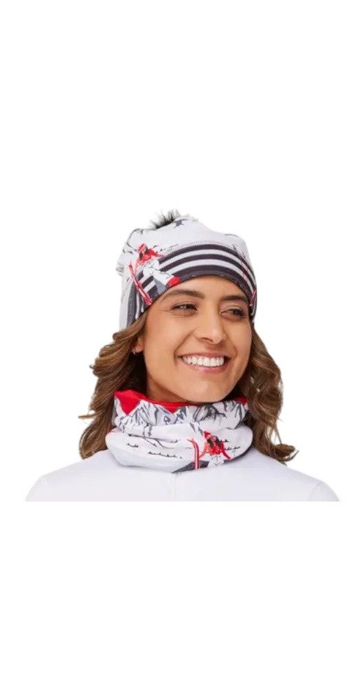 Krimson Klover Beanie Mütze (Pompon) Apres Anyone - weiss/schwarz/rot Damen - 1 Stück