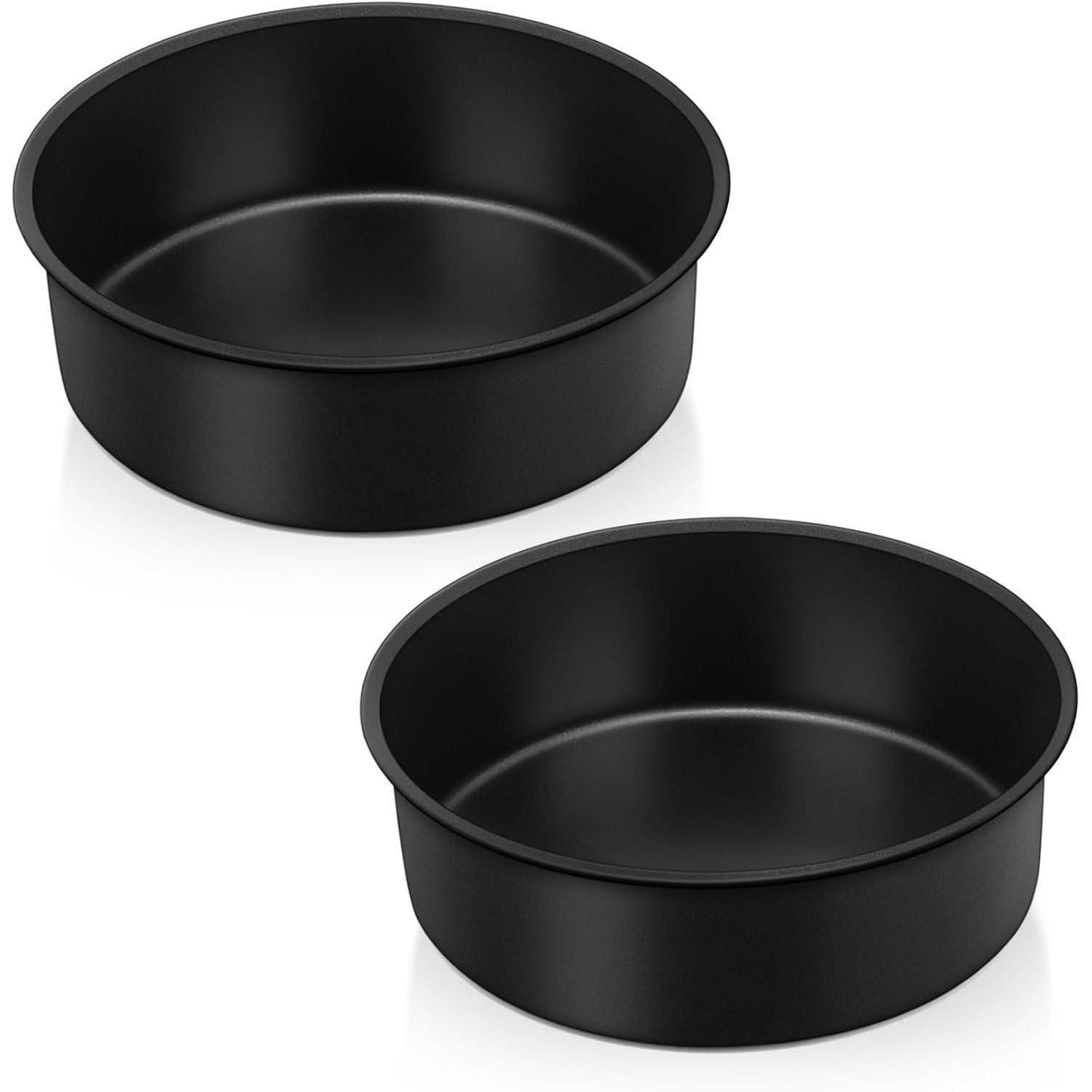 LuxusKollektion Obstkuchenform Backform 2er Set Antihaft Rund Edelstahlkern Tortenform Schwarz 16cm