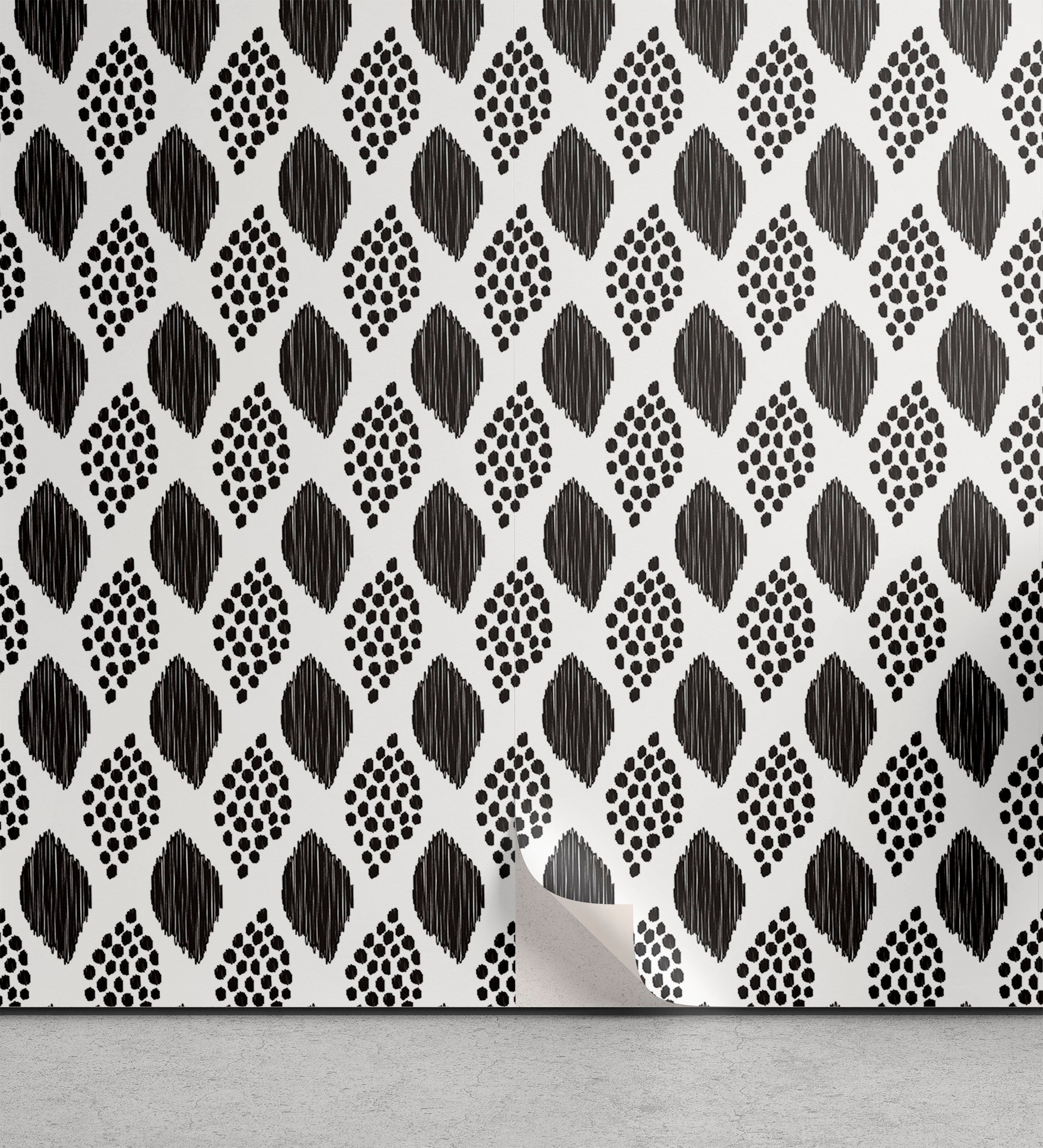 Abakuhaus Vinyltapete selbstklebendes Abstrakte Abstrakt Küchenakzent, schwarze Wohnzimmer Punkte