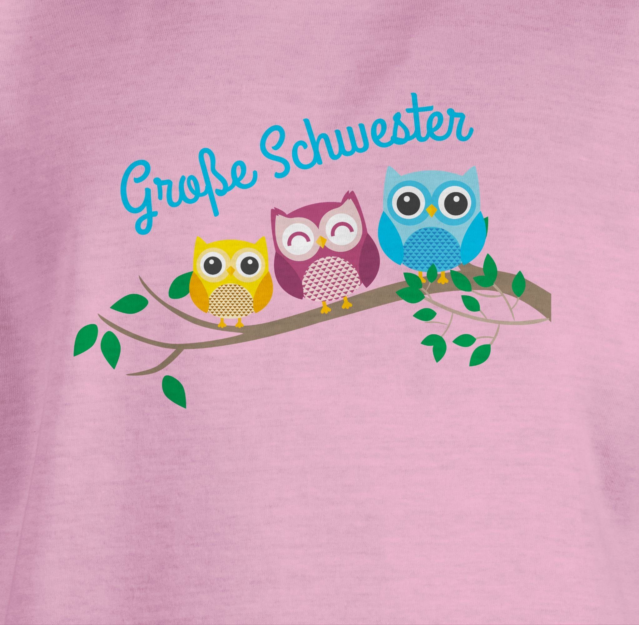 Shirtracer Geschwister und Eulen Rosa 2 T-Shirt Schwester Schwester Bruder große