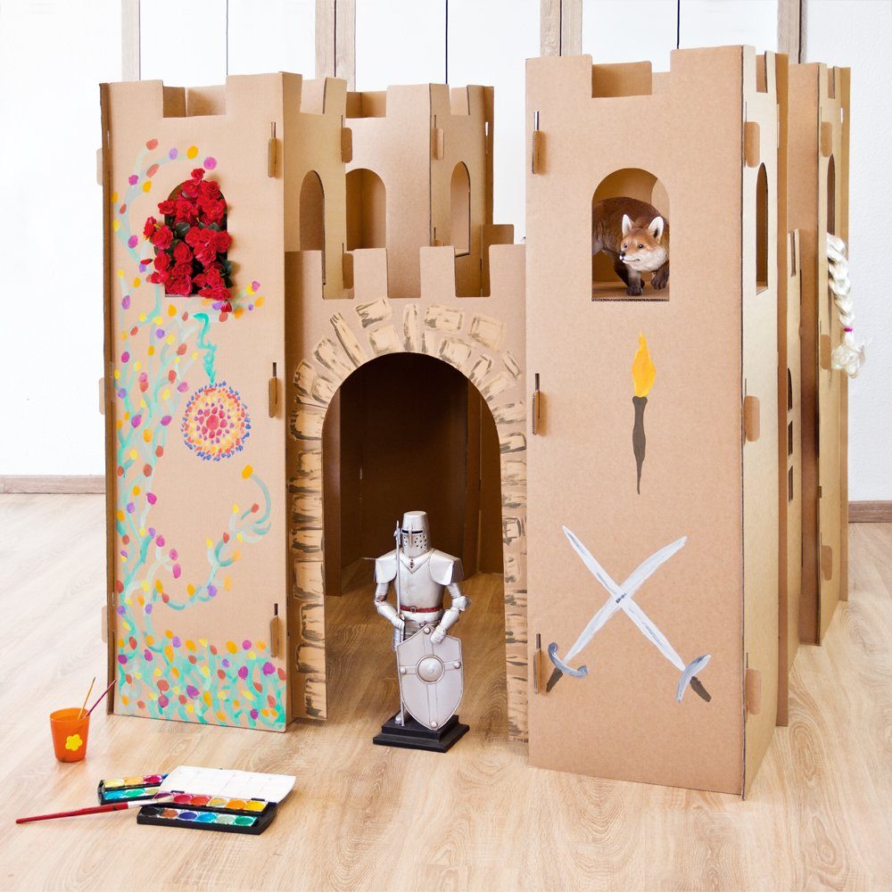 Kingpower Spielhaus Kinder Spielhaus Ritterburg Pappe Pappburg Karton Kartonhaus Spielburg