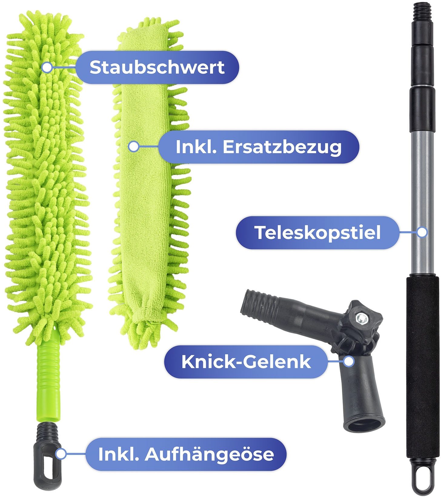 Maximex Staubwedel Teleskop-Staubschwert mit Knickgelenk, magnetisch anziehender Staubwischer, ultraflach, 2-Seiten Bezug – Bild 5 von 5