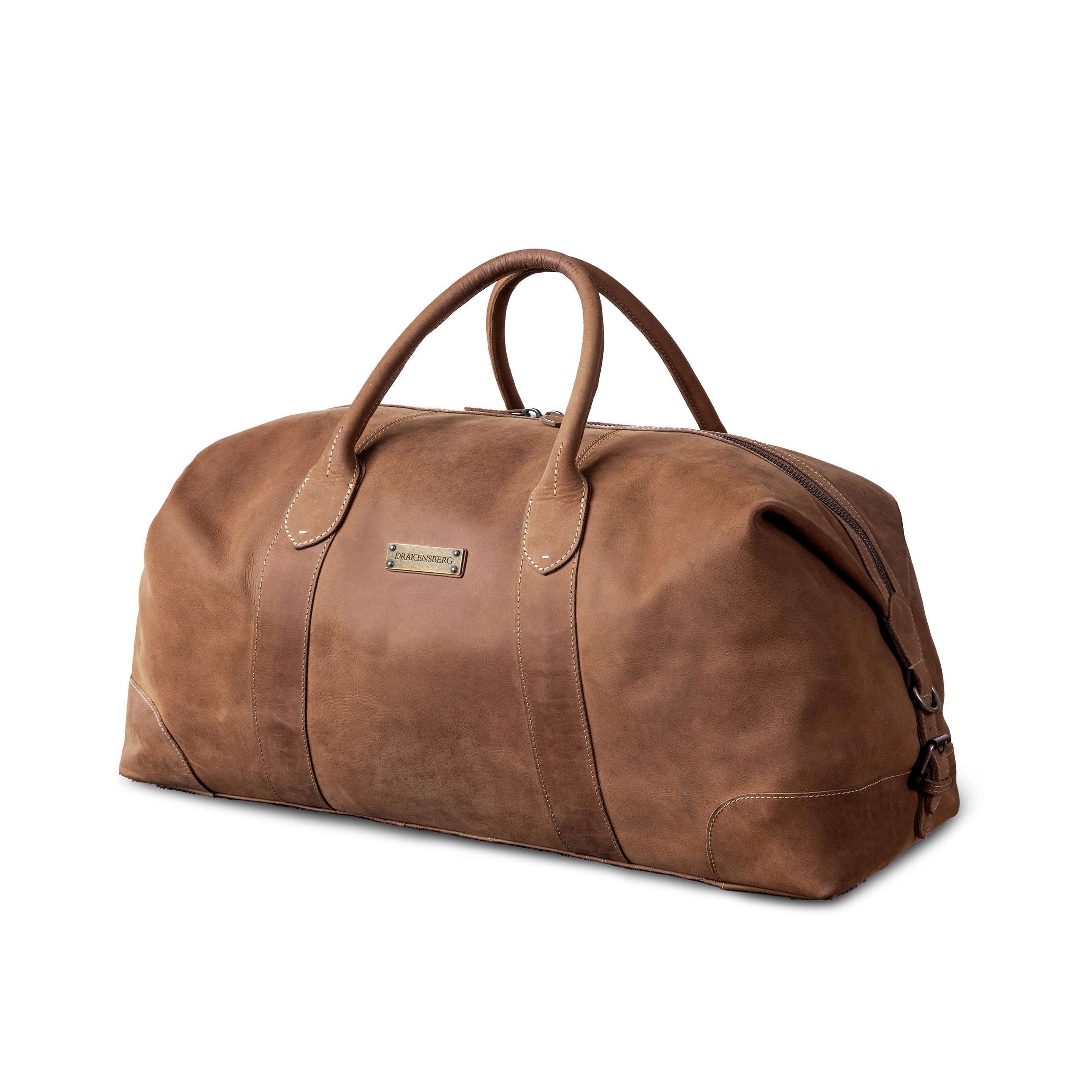 DRAKENSBERG Reisetasche Weekender »David« (M) Havana-Braun, aus vollnarbigem Premium Leder für Herren und Damen im Vintage-Design