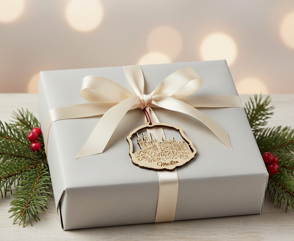 DeColibri Christbaumschmuck Geschenkanhänger Holz Albrechtsburg Meissen klein, Souvenir, Holzkunst aus Sachsen