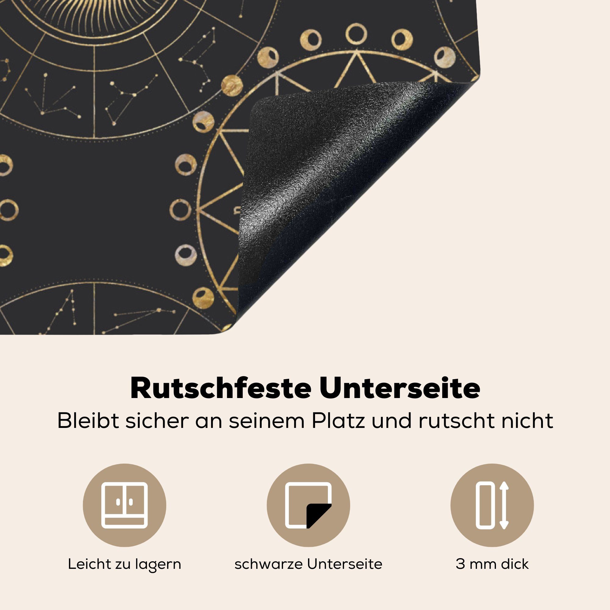 MuchoWow Herdblende-/Abdeckplatte - Vinyl, Spirituell tlg), Muster für cm, - Arbeitsplatte 78x78 küche (1 Gold, Ceranfeldabdeckung