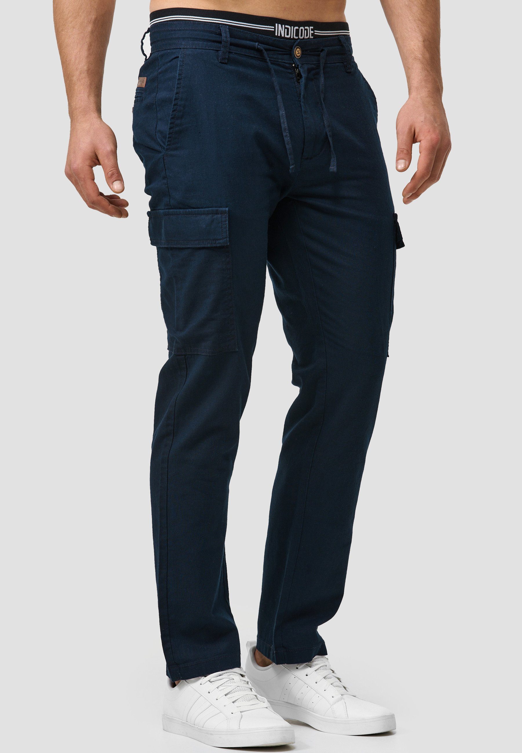 Indicode Leinenhose Herren Leonardo Sommerhose Leinen Herrenhose mit aufgesetzten Taschen