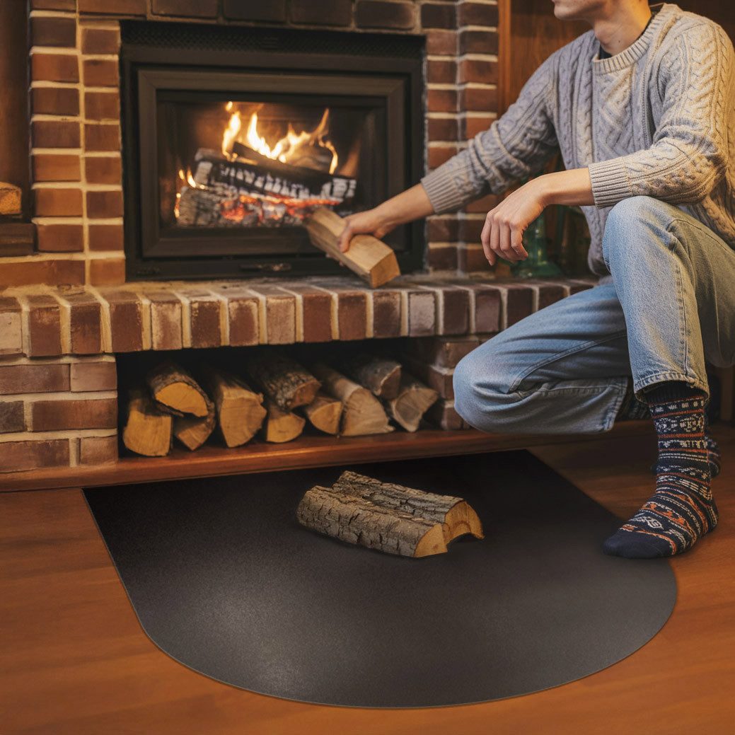 Decormat Bodenschutzplatte Schwarze Metall Bodenschutzplatte für Kaminofen Funkenschutzplatte – Bild 4 von 5