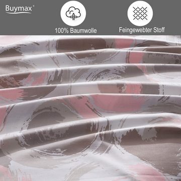 Bettwäsche, Buymax, Renforcé, 2 teilig, Bettbezug-Set 135x200 cm 100% Baumwolle Reißverschluss Weiß Braun Rose