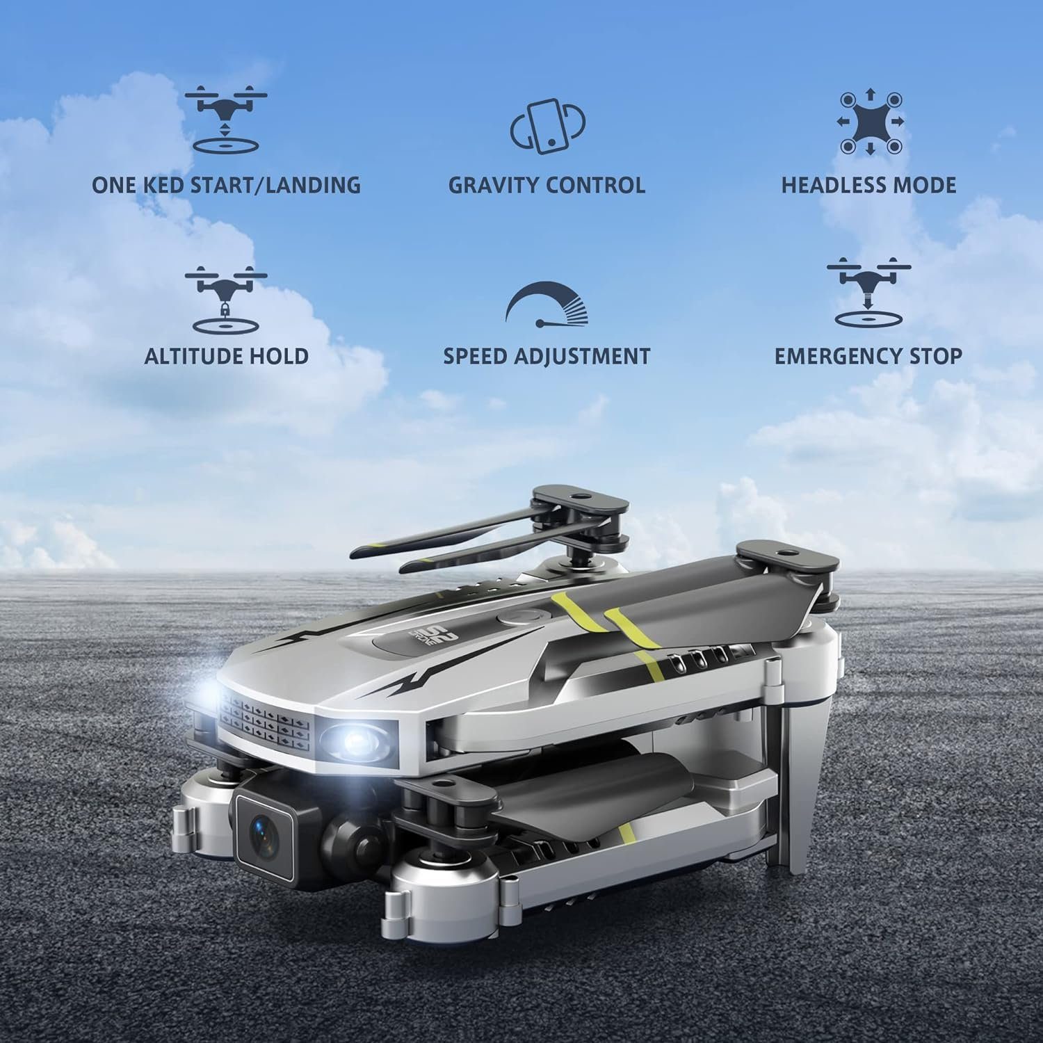 Flips) FPV-Quadcopter 360° Drohne faltbare Flugbahnflug TOPRCBOXS Kamera Gestensteuerung (1080P,