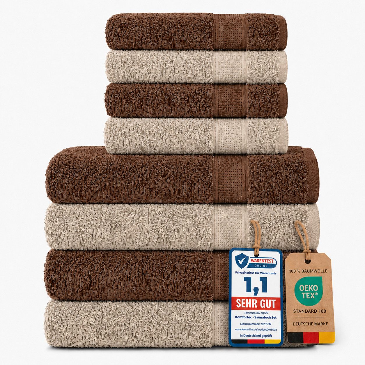 Komfortec Handtuch Set Premium 8x Handtuch & Badetuch Set - 4er 50x100 + 4er 70x140 cm, Frottee (8-St), 100% Baumwolle, Weich, 470 g/m2