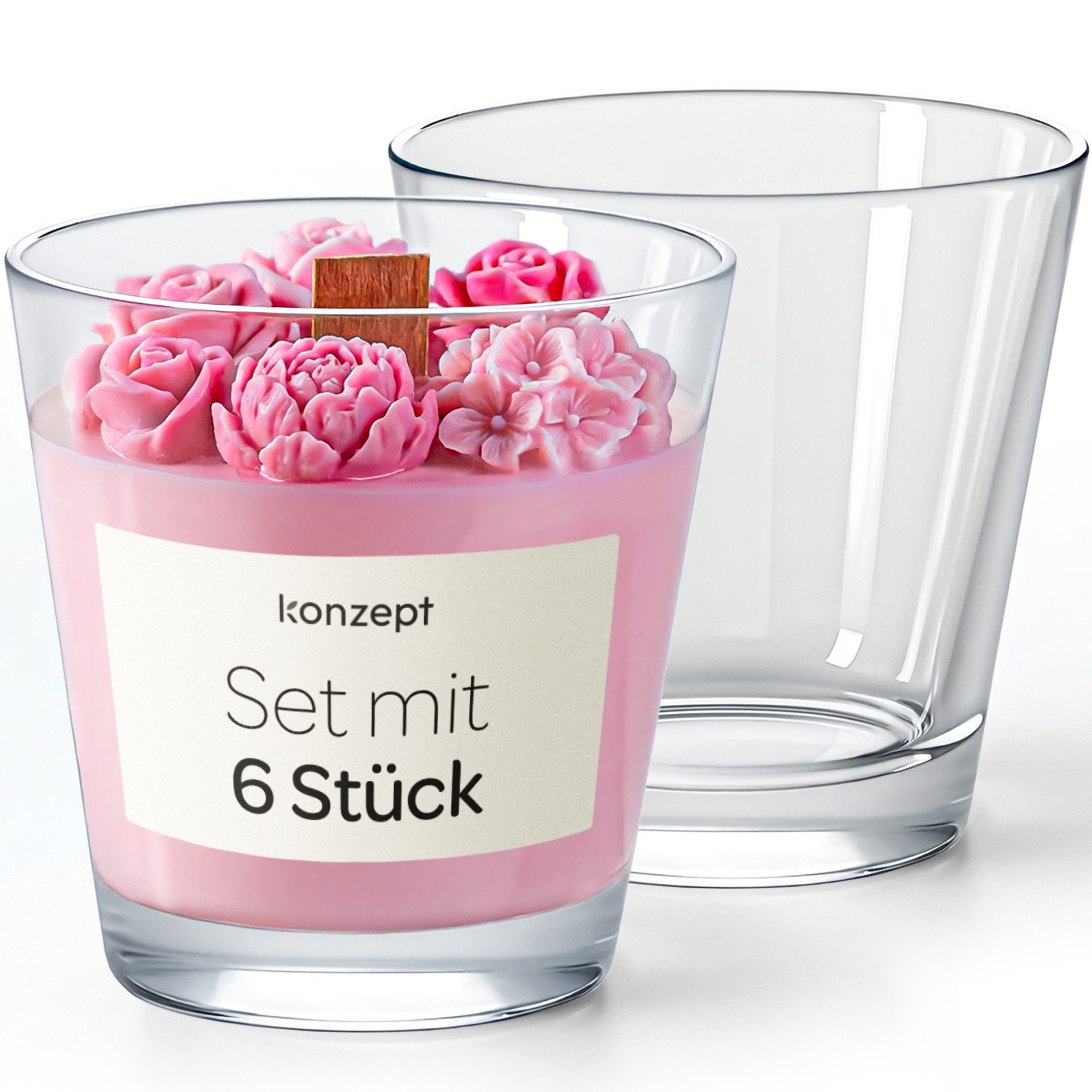 KONZEPT Teelichthalter Set 200ml – ideal für Dekoration & DIY-Kerzen (6 St), für den täglichen Gebrauch oder kreative DIY-Projekte