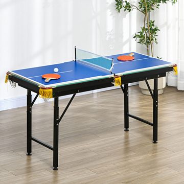 SPORTNOW Spieltisch Höhenverstellbarer Multispieltisch, klappbar Multigame Spieletisch, (Billardtisch, 1-tlg), für Trainingszimmer, Wohnzimmer, Blau+Grün